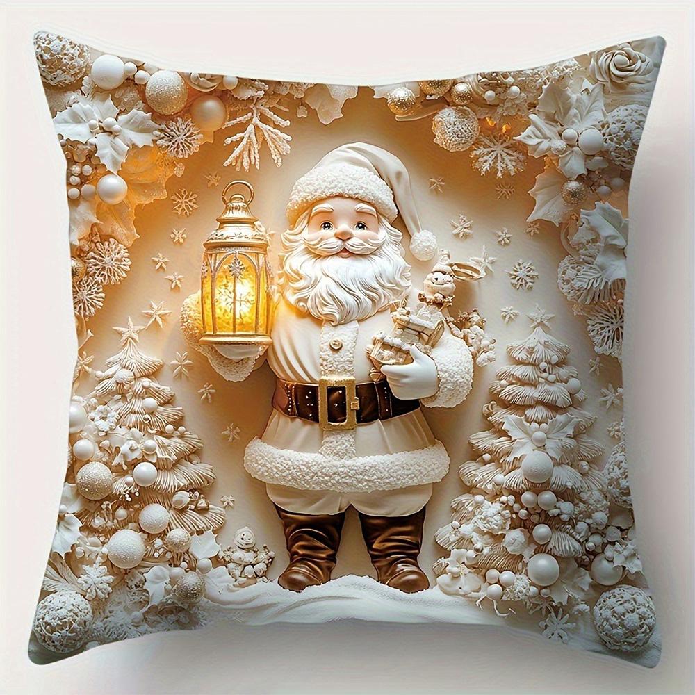 Christmas Pillowcases: Snowman, Santa, and Festive Scenes Sofa Bed Cushion Cover, New Year Home Decoration
