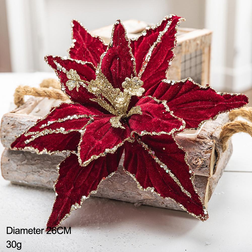 Konstgjord Julblomma Dekoration Nyårsdekorationer Högtidsblomma Dekor Julgransdekoration Lager på lager Spetsiga Kronblad