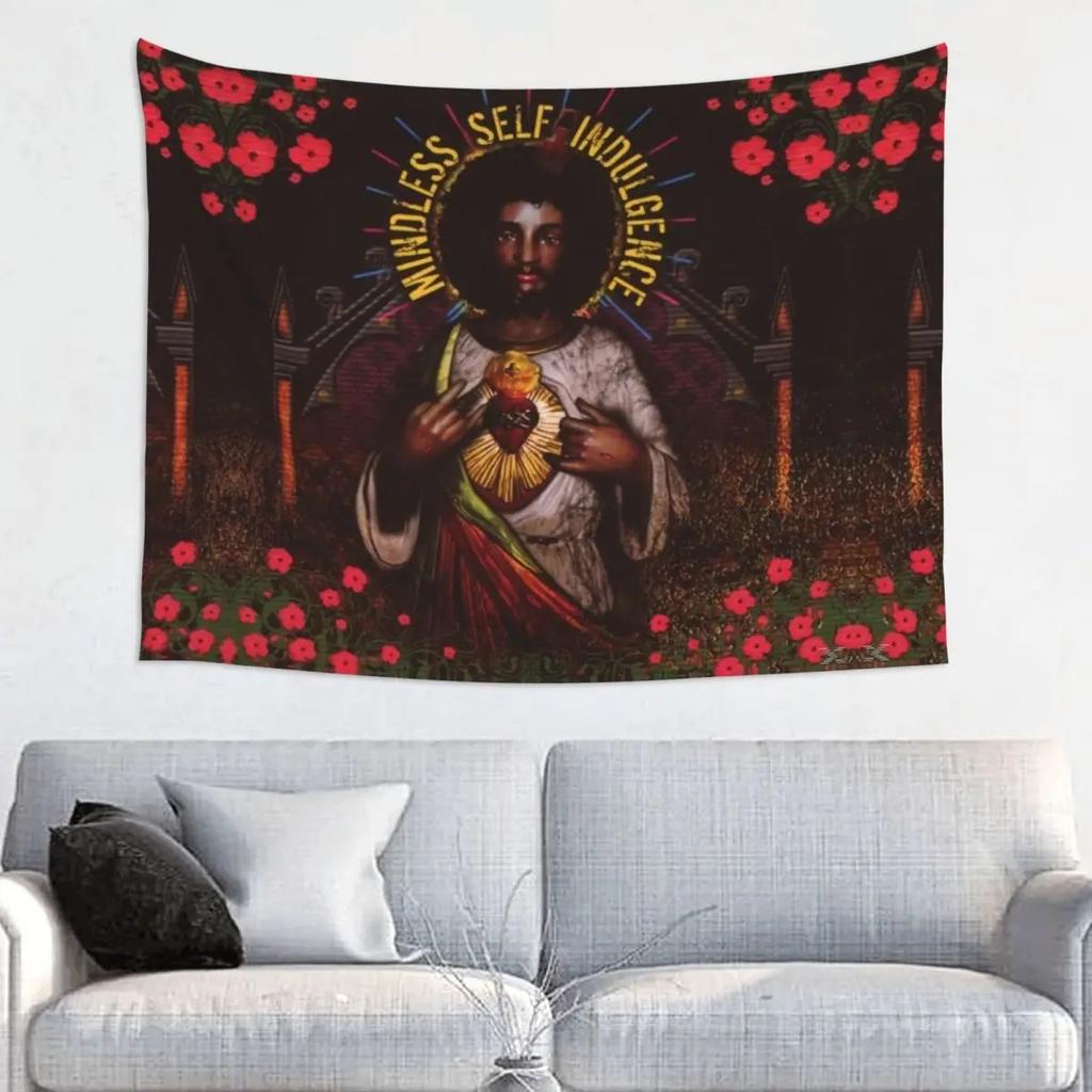 Msi Mindless Punk Rock Self Indulgence Jesus Tapestry Home Decor Hippie Wall Hanging Electro Tapestries For Living Room