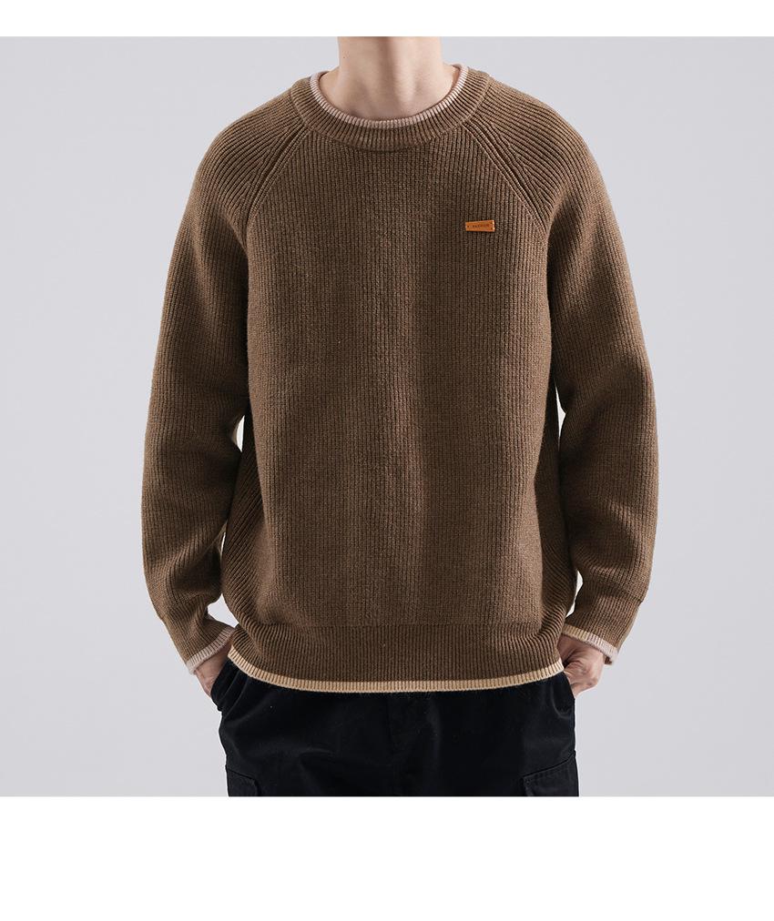Herren Modische Grobstrickware: Einfarbige dicke warme Basisschicht für Herbst/Winter
