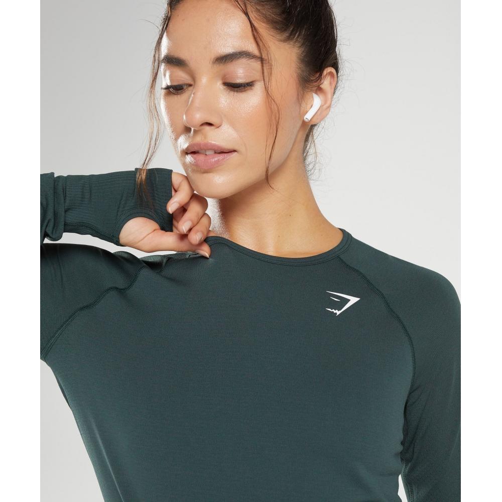 Gymshark Vital Seamless 2.0 Light Long Sleeve Top Woodland Green Marl B4a8c Ebtf