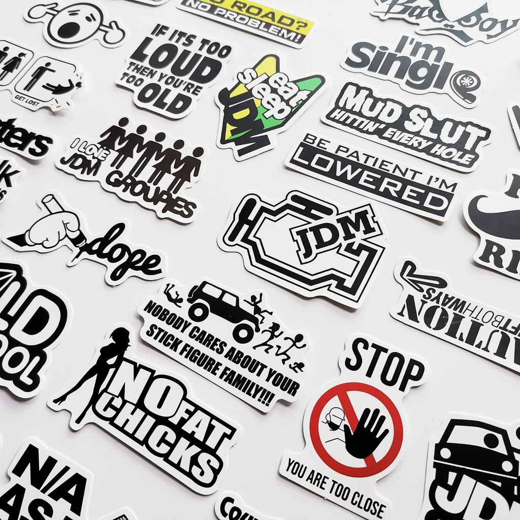 50 ks Vtipné USDM Herafra Sticker Bomb Paródia Nálepky JDM Drift Pretekárske Auto Nálepky