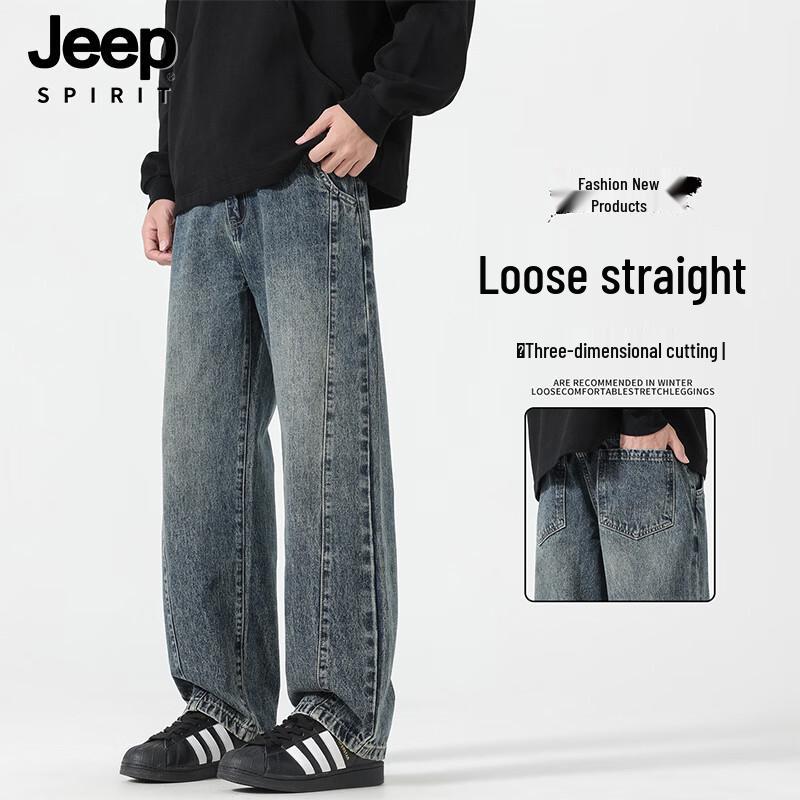 

JEEP SPIRIT Men s Loose Straight Fit Denim Pants 34