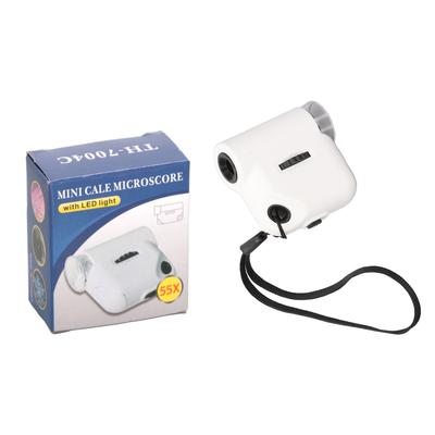 Mini Microscope 55X Magnification Pocket Size HD Acrylic Optical Lens Magnifier with LED Light