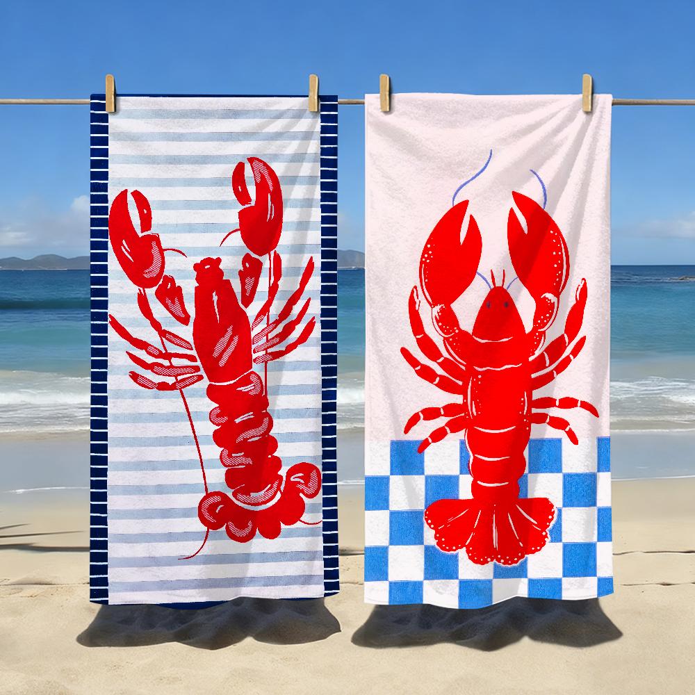 Serviette Rayée Bleue Rouge Invité Homard Douce Piscine Cadeau Pour Voyage Salle de Sport Douche Camping Séchage Rapide Sport Grande Serviette de Plage
