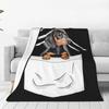 Individuell 3D-gedruckte lustige Dackel-Cartoon-Decken, bequeme weiche Flanell-Sommer-Überwurfdecke für Sofa, Außenbereich, Bett