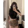 Hong Kong Style Fashion Leopard Print Sequins Short dress 2025 Summer New Gyaru Slim fit Slimming Versatile Sheath Skirt Fashion