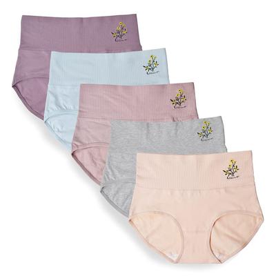 TDIOSN Women's Deep-Fit Panties, Soft Cotton, Comfortable, Breathable, Breathable, Plus Sizes, Full Coverage, Beautiful Butt [Set of 5, Size B, L]