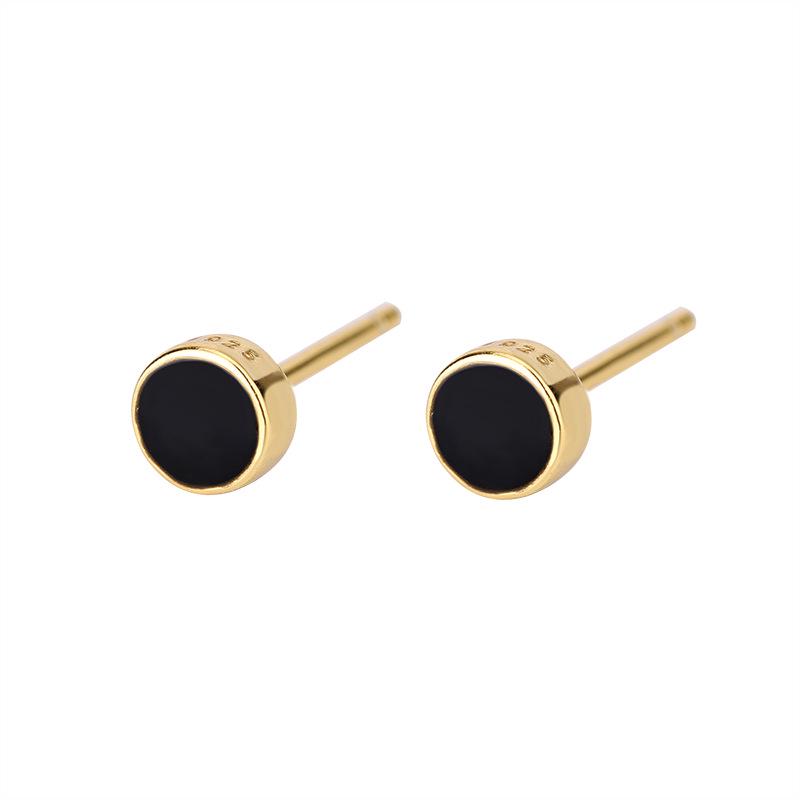 Sterling Silver S925 Drip Oil Stud Earrings for Men & Women, Trendy Cartilage Design.