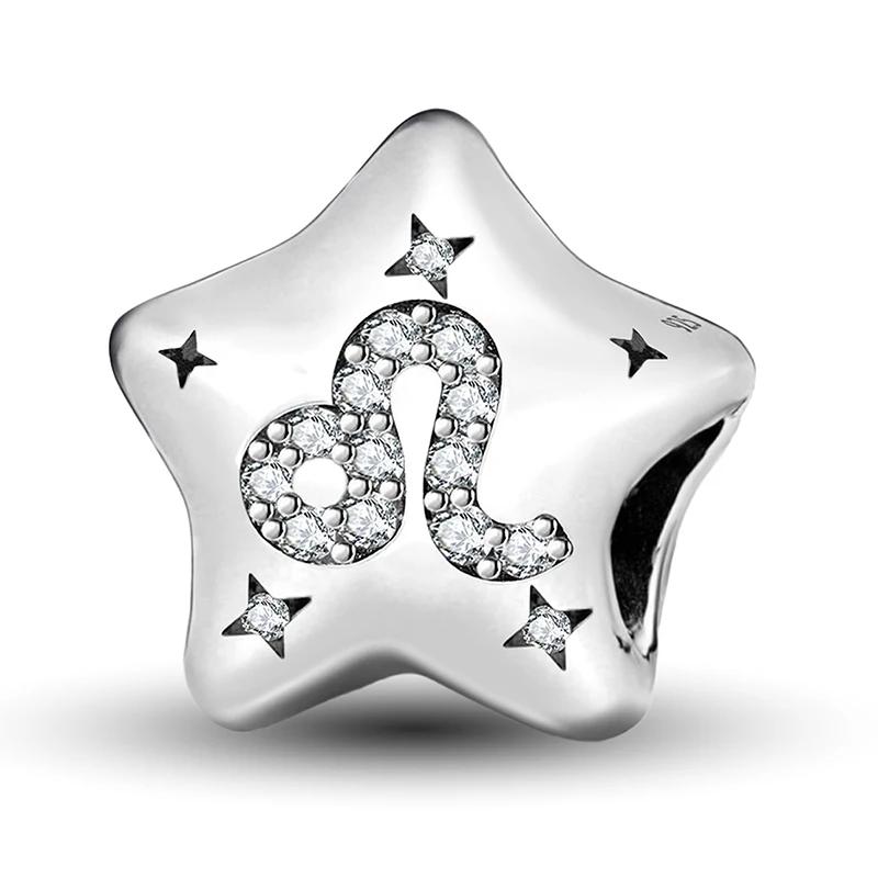 Copper 12 Constellation Star Cute Series Charms Bead Fit Original Pan Bracelet Bangle Diy Jewelry For Women Gift