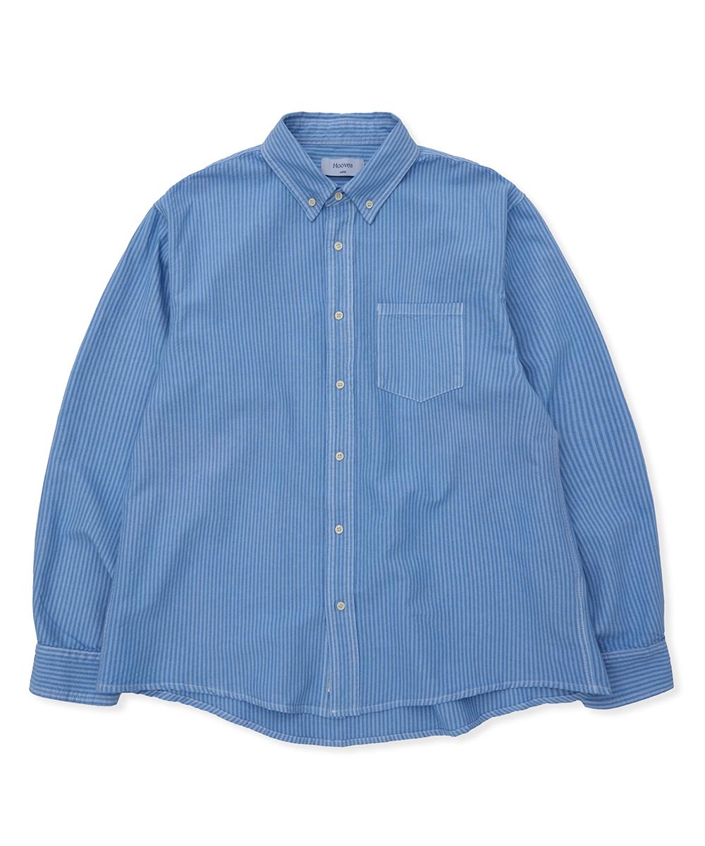 Whoops Garments Washed Striped Shirt [Blue] M