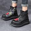 Fashion GKTINOO Handmade Ankle Boots Platform Women Genuine Cow Leather Short Boots Round Toe Height Increasing Thick Sole Ladies Shoes