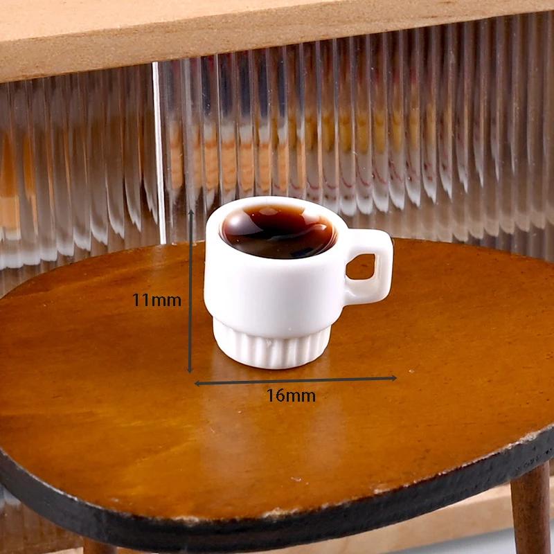Miniature 1:12 Scale Dollhouse Decor; 6pc Resin Coffee and Water Cup Toy Simulation Model Accessories