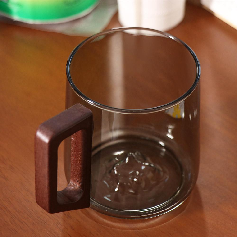 Wooden Handle Water Drinking Cup Large Capacity Tea Cup Household Glass Cup  Juice