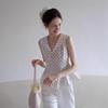 Navy Collar Polka Dot Slim-fitting Shirt, Vest, Women's Summer Korean Sweet Temperament Slim Sleeveless Top