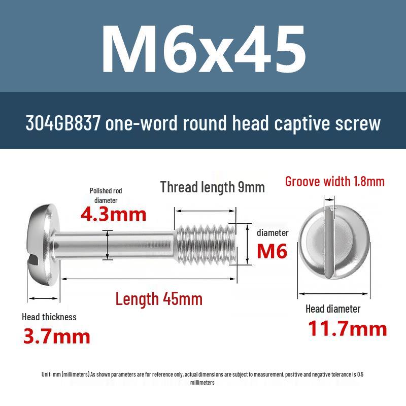 Yigu 304 Stainless Steel Pan Head Captive Screw M3/M4/M5/M6