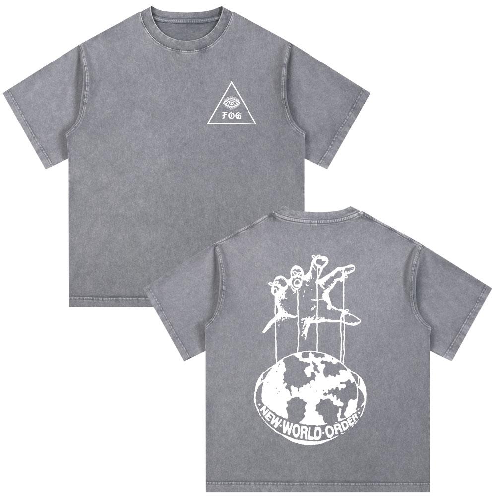 Forward Observations Group Skeleton Skull Vintage Washed Tshirt Men Clothing Fashion Gothic Oversized Casual T Shirt Streetwear