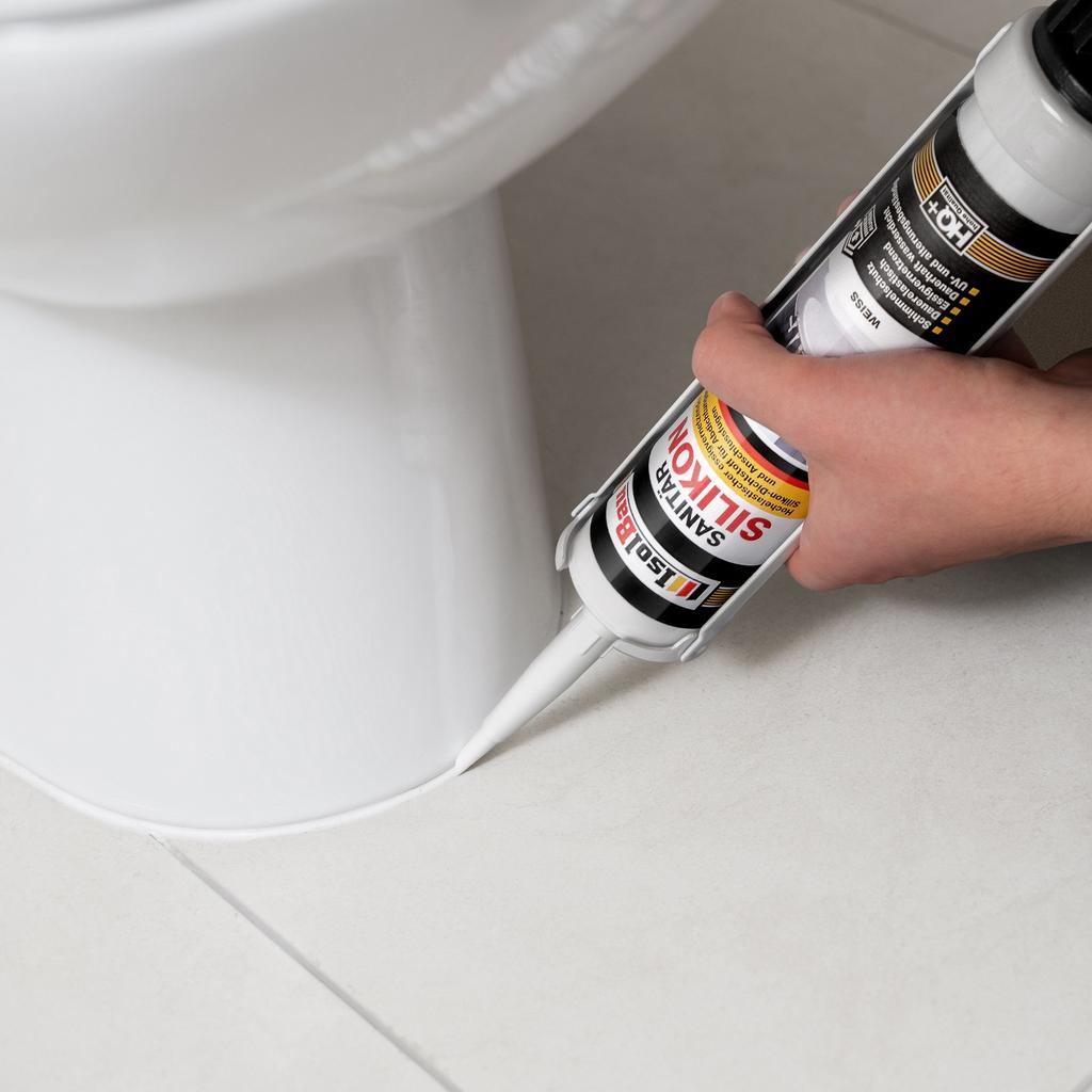 IsolBau Sanitary Silicone Black Sanitär Silikon 1 x 300ml