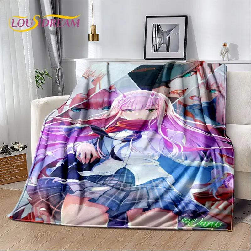 Zero Two DARLING In The FRANXX Soft Plush Blanket,Flannel Blanket Throw Blanket for Living Room Bedroom Bed Sofa Picnic Cover 3D