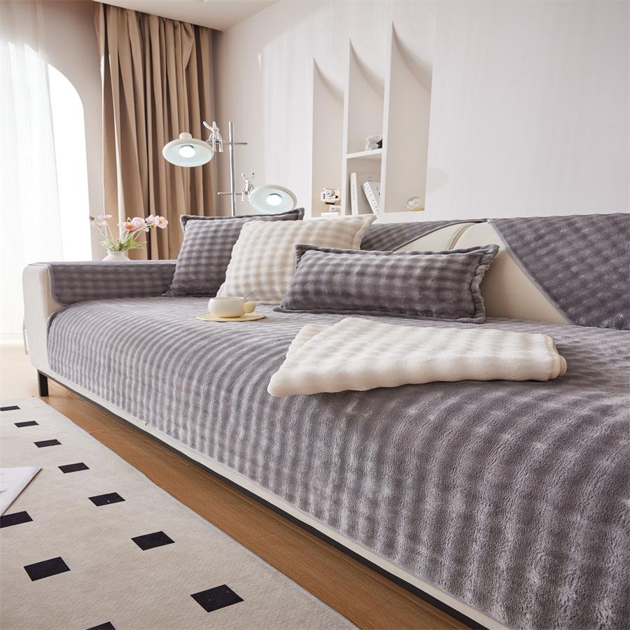 

Plush Sofa Cushion Thickened Plush Cushion Non-slip Leather Sofa Cover High-end Nordic Simple Winter Style 70x70