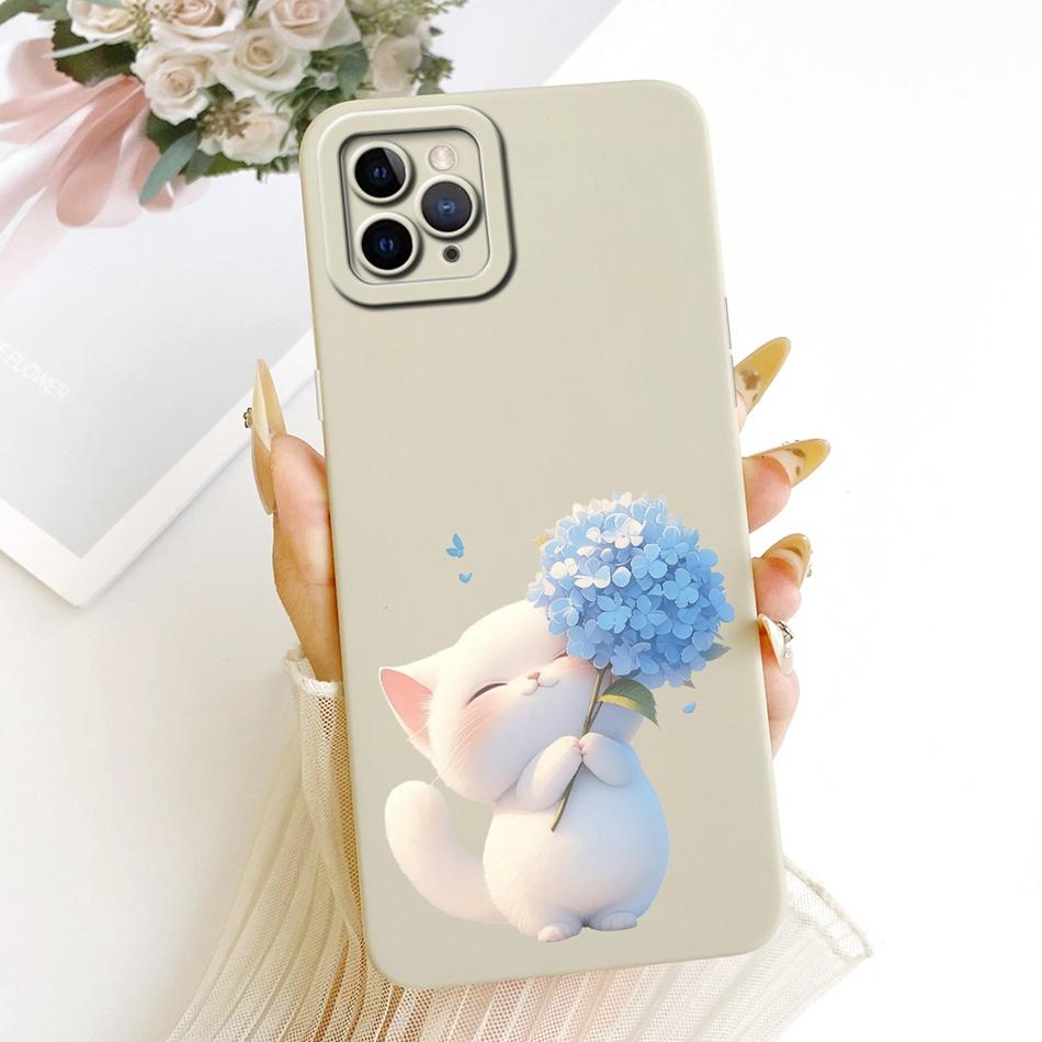 For iPhone 11 Pro Max Cute Cat Flower Cartoon Phone Case For iPhone11 11Pro 11ProMax Shockproof Soft Silicone Covers Bumpers