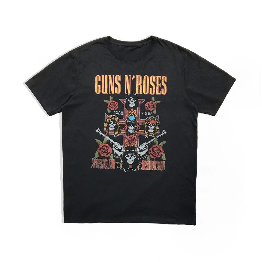 2026 Summer Fashion Trendy Tee Pistol Rose Pattern Guns N 'Roses Rock Guns and Roses Band Casual T-Shirt Men's and Women's Band Brand Top