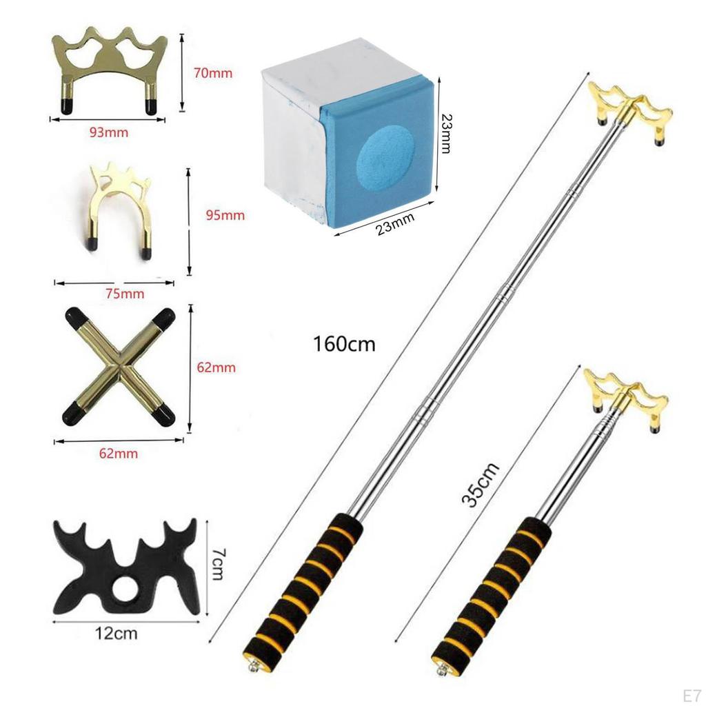 Billiard Bridge, Retractable Pool Stick, Snooker Cue Bridge Rest with Head for