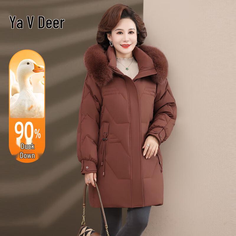 

Yalu Women s Mid-Length Fox Fur Collar Down Jacket 2XL