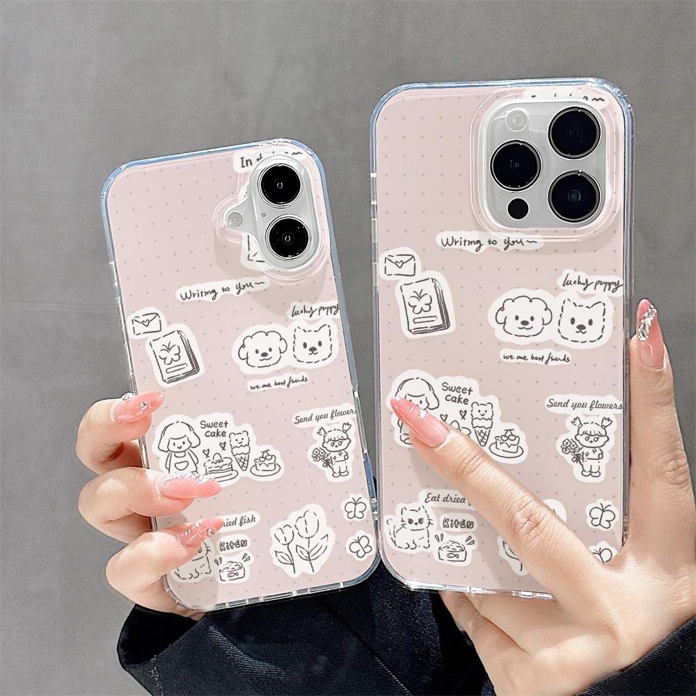 Painted Phone Case for iPhone 12 13 15 16 iPhone 16 12 13 14 15 Pro  14 15 16 Pro Max Coverage Shockproof Anti-Fingerprint Fresh Style Protective Case