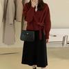 Strickjacke Pullover Weibliche Herbst Fliege V-ausschnitt Stricken Frauen Kurze Hohe Taille Strickjacke Mantel Overlay Design Sinn Pullover