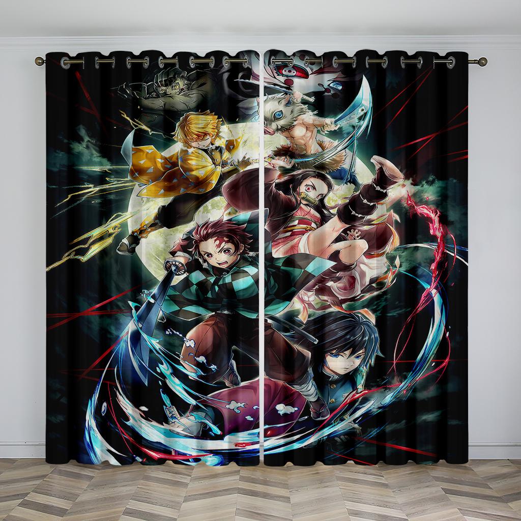 

Children Like Cartoon Style Anime Print Sunshadecurtains 2 Panels Boys Girls Room Bedroom Space Living Spaceornamentalcurtains 50W130H(CM)x2&Grommet Top