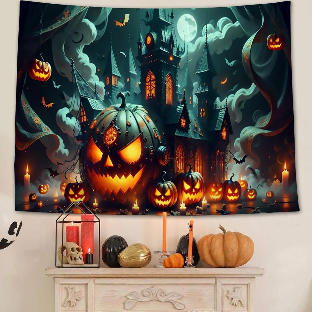 1 stk Halloween dekorativ billedvev Halloween gresskar lykt slott hengende klut hjemmerom dekorativ bakgrunn klut