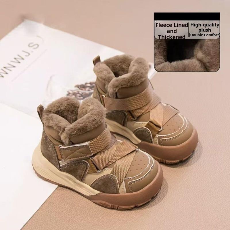 

Children s Warm Snow Boots Fleece-lined and Thickened Short Boots Non-slip Soft-soled Cotton Shoes 26 хакі