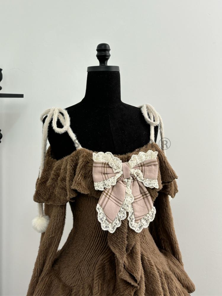 Podzimní Zima Módní Mašle 3dílná sada Dámské Retro Sladká košile s dlouhým rukávem Tenký šátek + Elegantní krajkový oblek Krátká sukně s vysokým pasem Nové