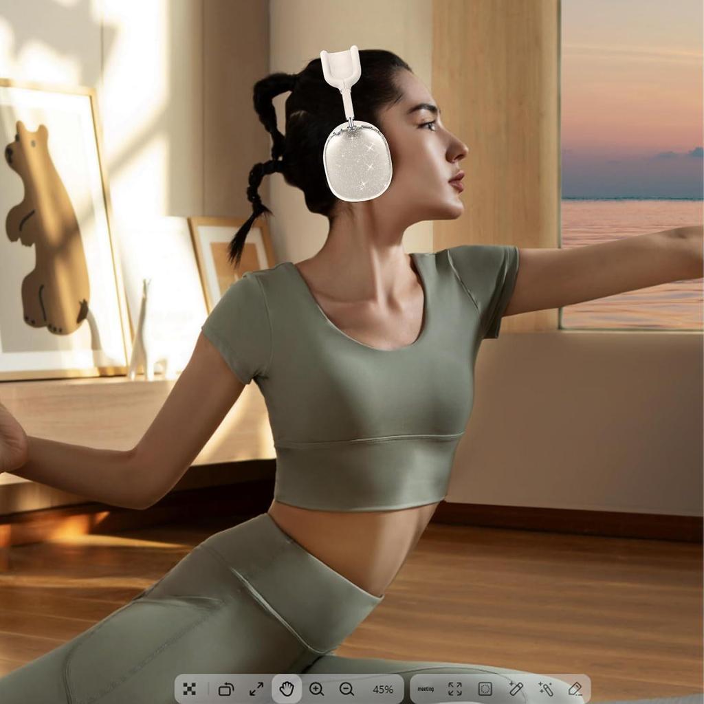 Applicable AirPods Max Over-Ear Headphones Transparent Glitter Silicone Case