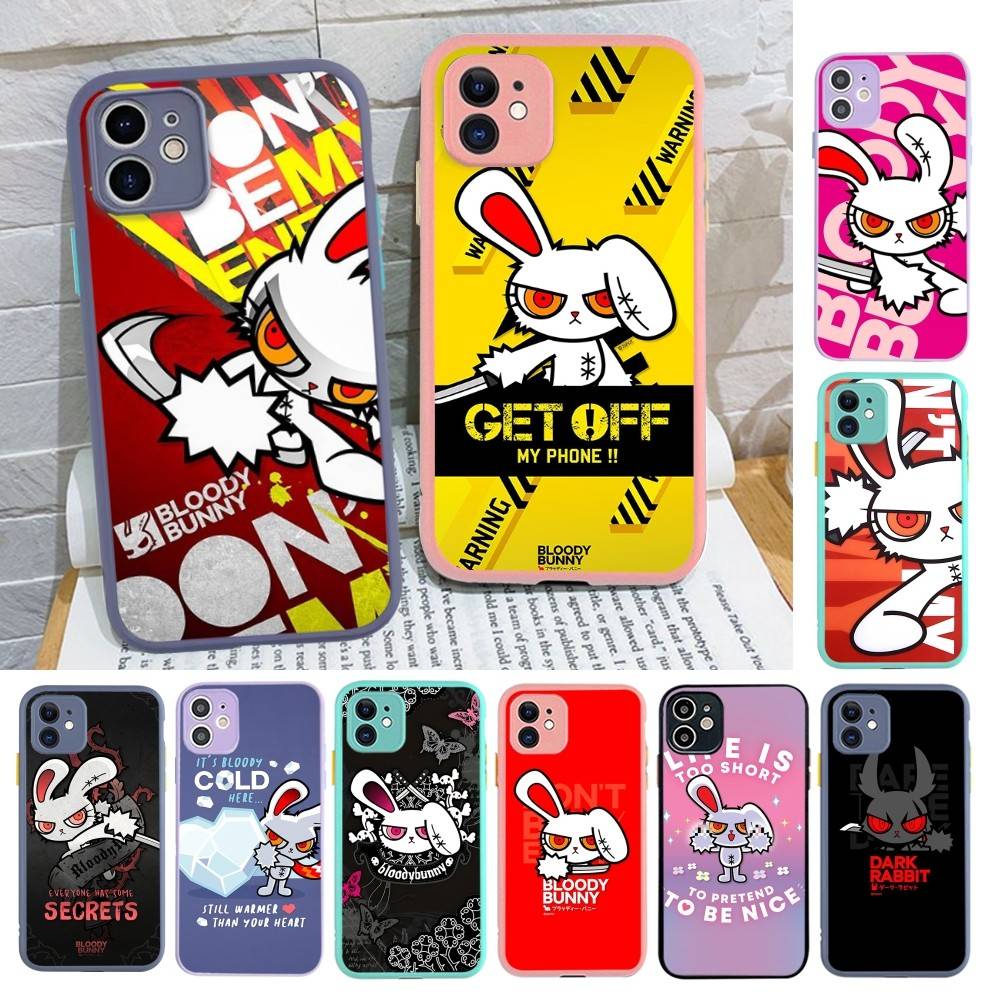 Anime B-Bloody Bunny For IPhone 16 15 14 Plus 13 12 11 Pro Max X XS MAX Translucent Matte Shockproof Cover
