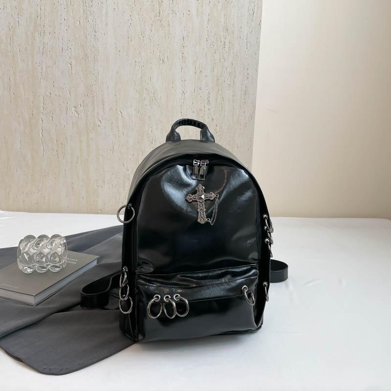 2025 New Backpack Female Punk Style Cross Female Backpack Large Capacity Women's Casual Bag Rivet Backpack Tide