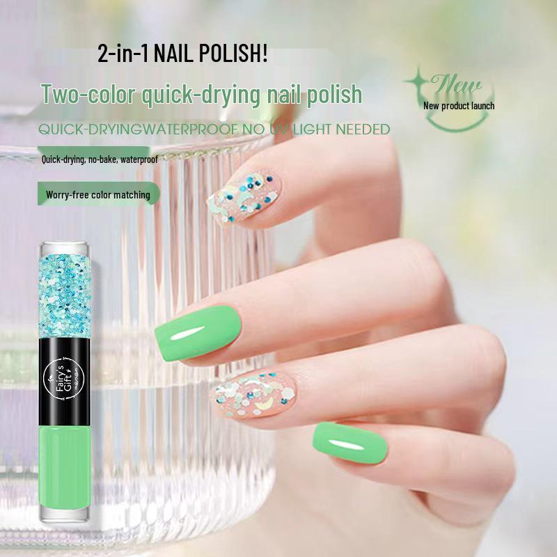 Dual-Color No-Bake Quick-Dry Waterproof Nail Polish - Long-Lasting & Non-Peeling for Autumn/Winter