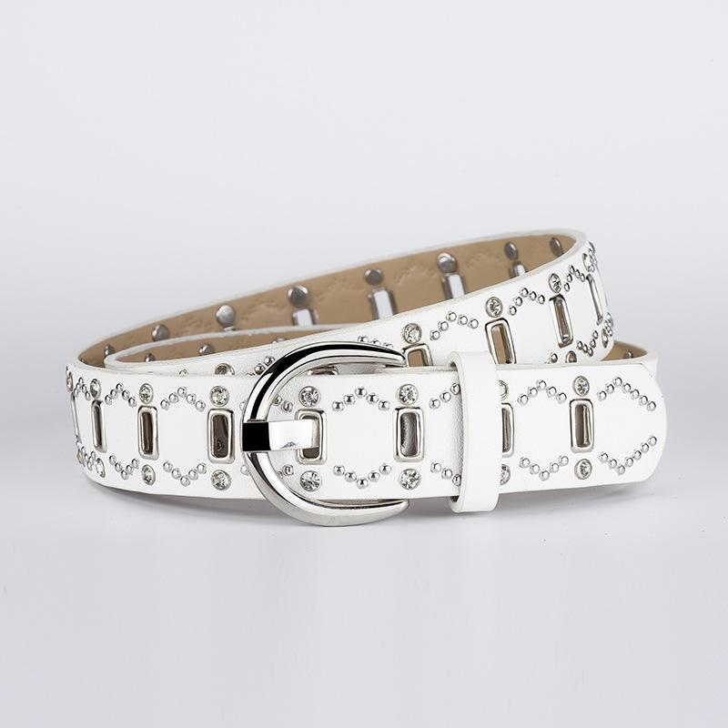 Retro bruine riem met wilgennagels, damesaccessoire, decoratieve riem voor rokken en jeans.