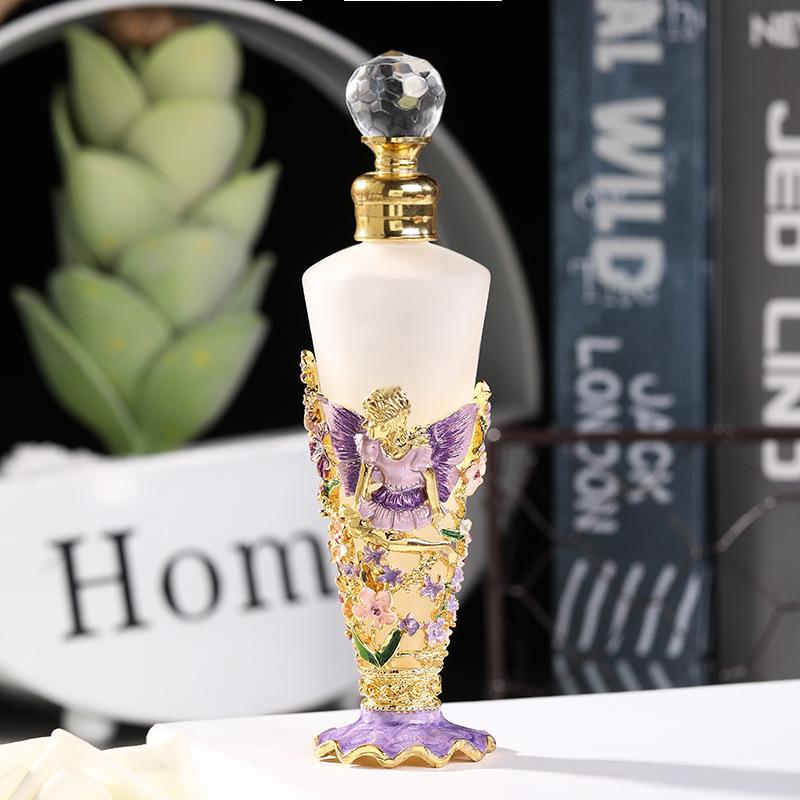 Angel Vintage Perfume Crystal Rhinestone Inlayed Decorative Perfume Bottles, 25ML Empty Refillable Essential Oils Dropper Bottle