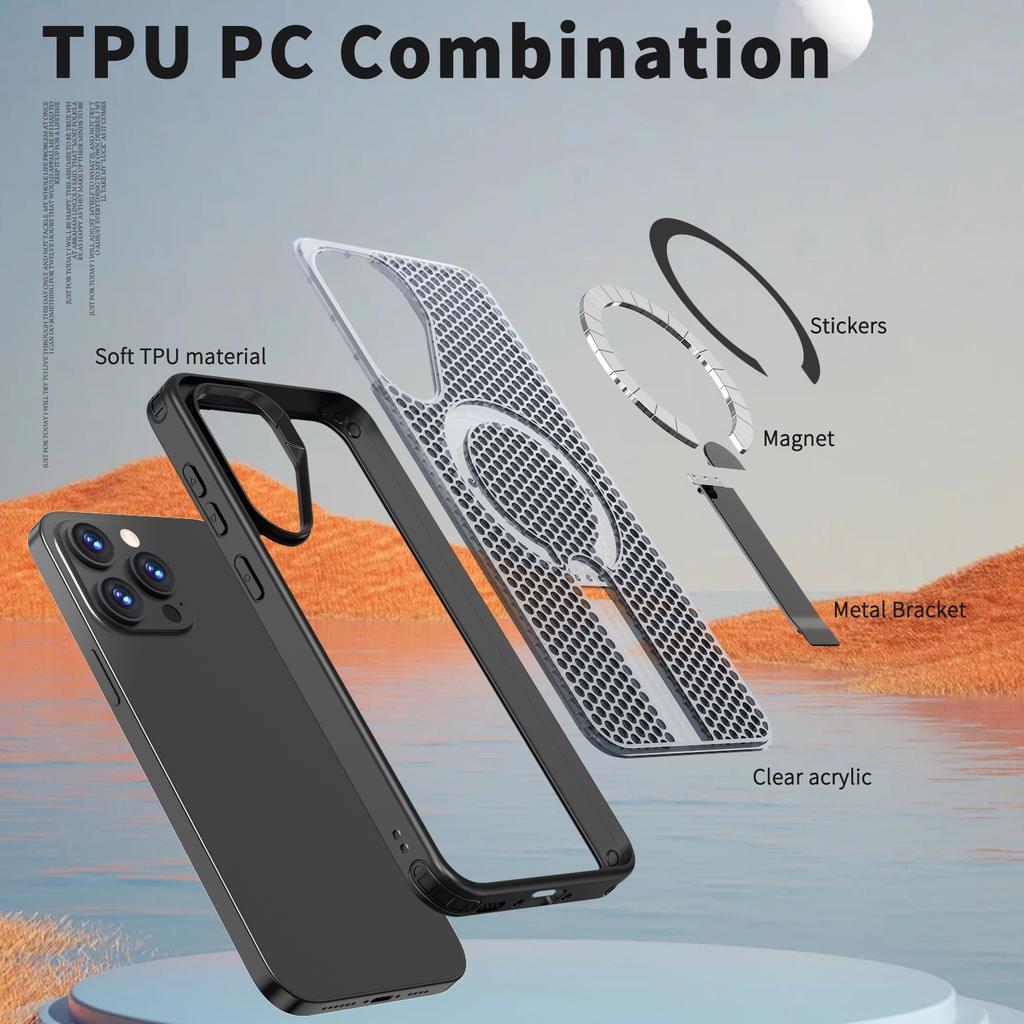 For Samsung Galaxy A36 5G Magnetic Case Kickstand Grid Texture TPU PC Phone Back Cover