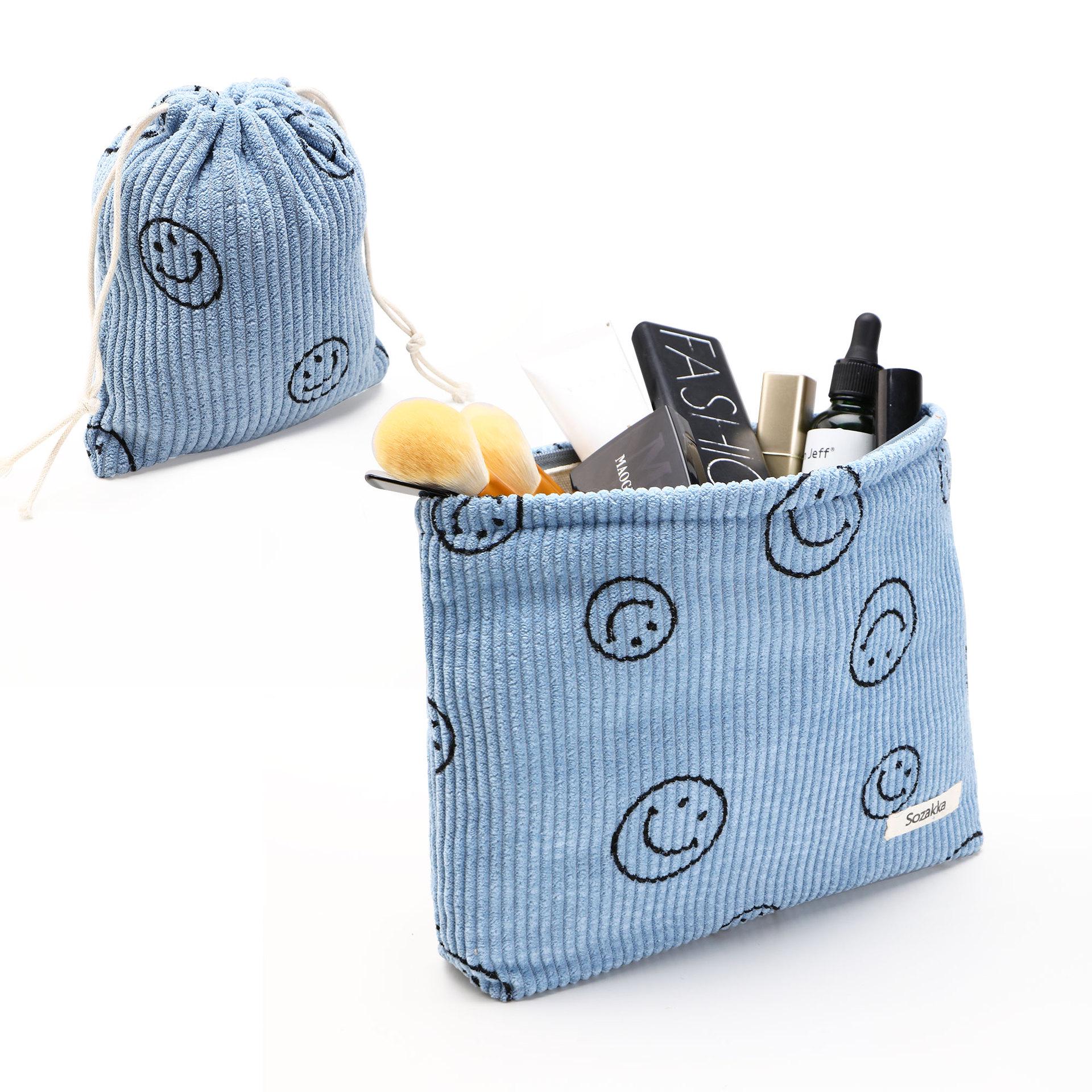 

Trendy Large Capacity Corduroy Smile Face Crossbody Makeup Bag