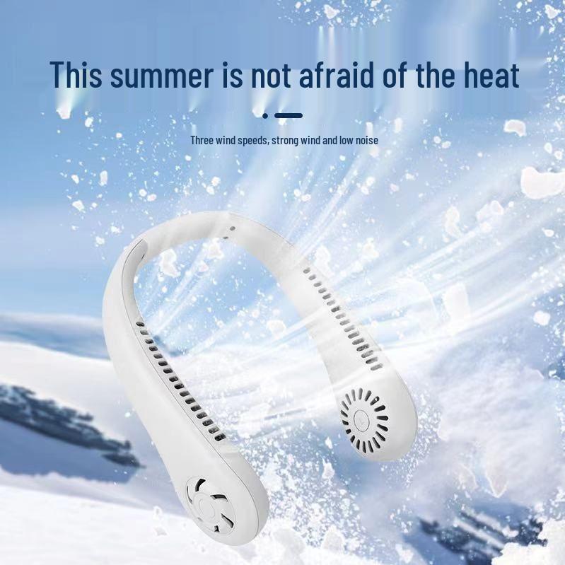 Neck Fan: Portable Leafless USB Rechargeable Silent Cooling In Pink or White