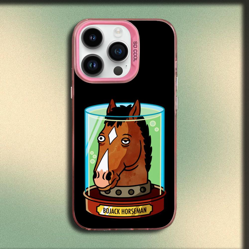 B-BoJack Horseman Phone Case For iPhone 16,15,14,13,12,11,Mini,Pro,MAX Pink Matte Silicone Cover