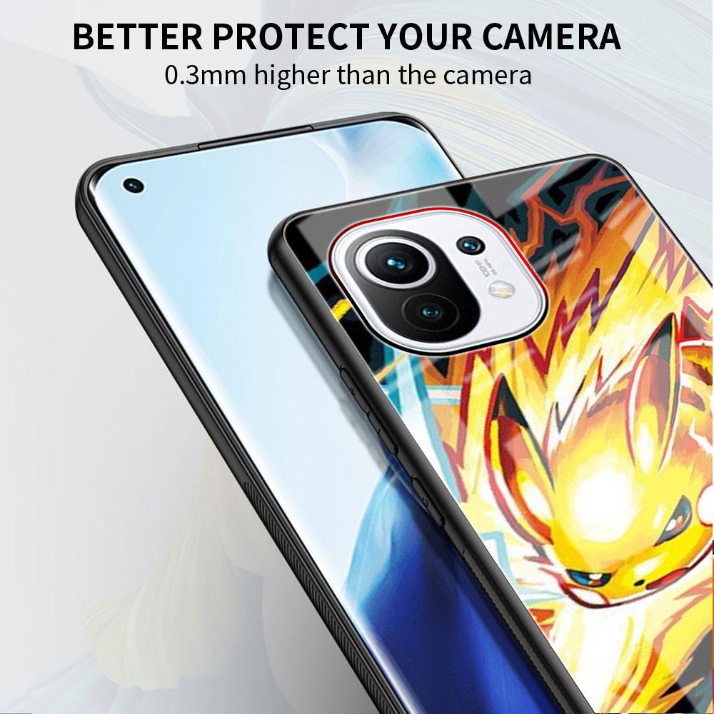Glass Case For Xiaomi Poco X3 NFC 11 Lite 11T F3 M3 For Redmi Note 11 10 9 8 Pro 10S 9S 9A 9C Phone Cover Anime Cool Pokemon