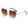 New Women's Heart-Shaped Rimless Metal Sunglasses - Trendy European and American Fashion