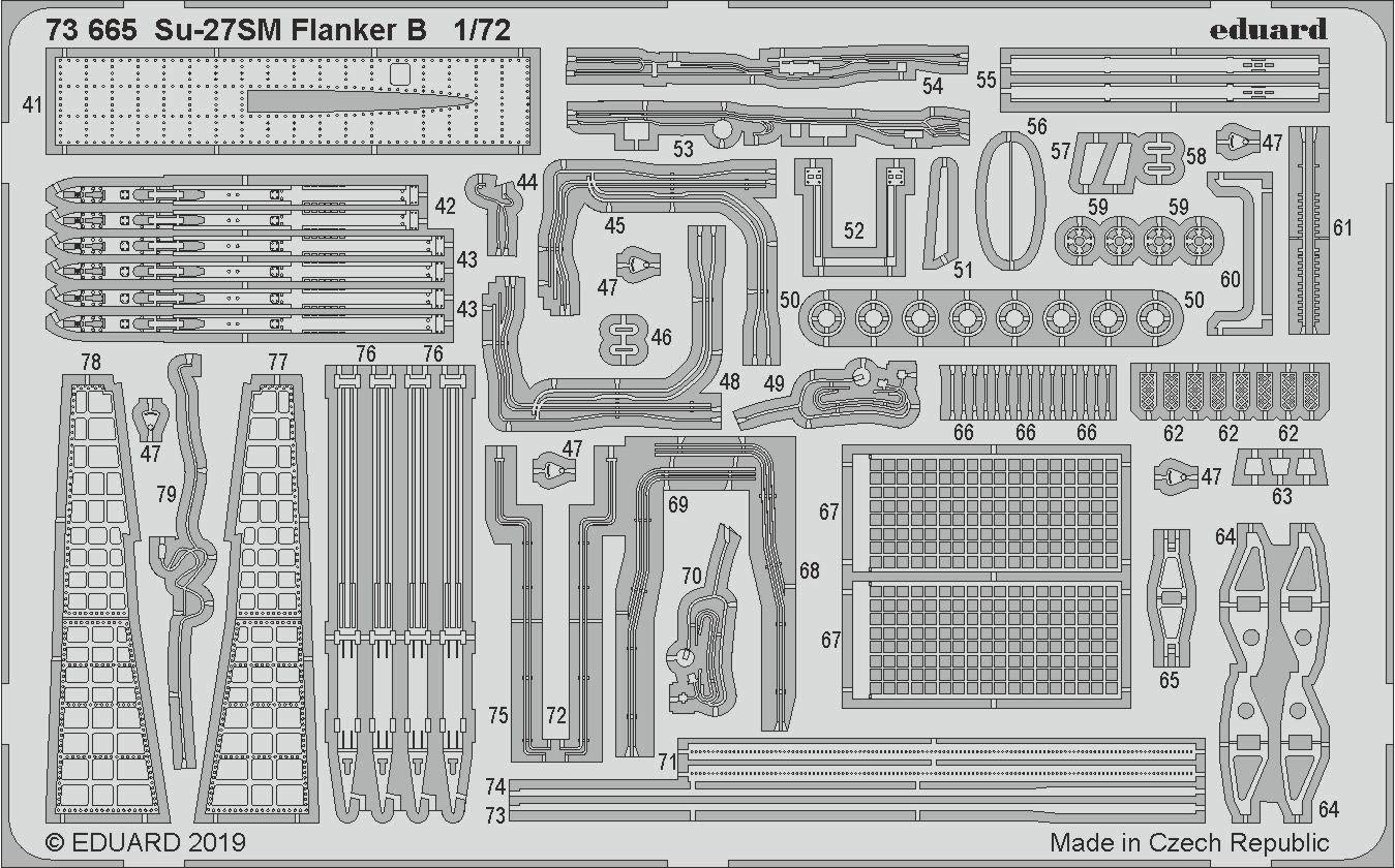 

Eduard 1/72 Scale Su-27SM Flanker B Etching Parts (for Zvezda) Plastic Model Kit Parts EDU73665