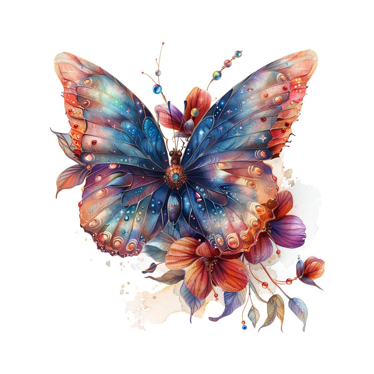 Элегантные цветочные и бабочковые наклейки для туалета, водостойкие, съемные, самоклеящиеся наклейки на стену для ванной комнаты 30x30cm