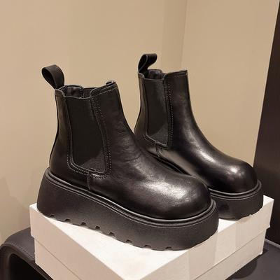 Smoke Boots Thick-soled Chelsea Boots Women's 2025 New Autumn and Winter Martin Boots British Style Short Boots Height-increasing Thin Boots