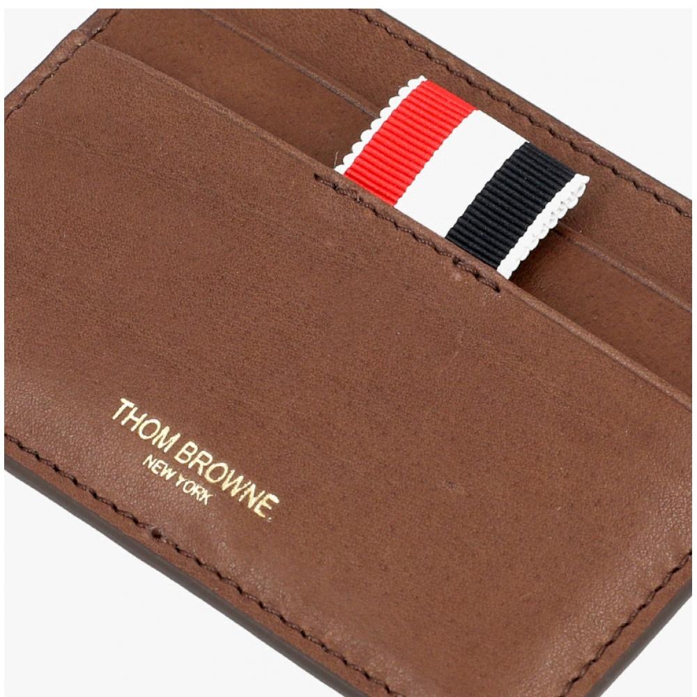 Thom Browne Soft Calf Leather Three Stripe Card Wallet Maw020l L0117